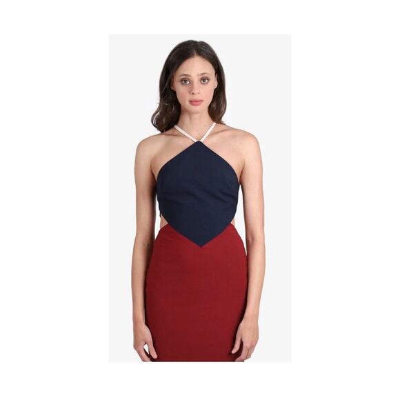 Elizabeth & James Riza Color Block Cut Away Sheath Dress Red Blue Sz 6 ASO Prepp - Picture 3 of 14